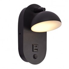 Φωτιστικό Τοίχου LED 7W 700lm με USB + Type C Θερμό Φως Μαύρο 43062